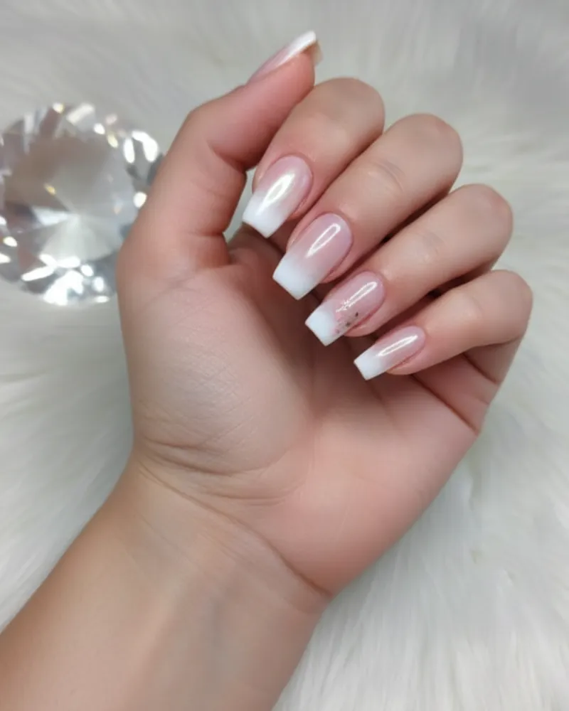 Modelo de unhas Baby Boomer com degradê perfeito